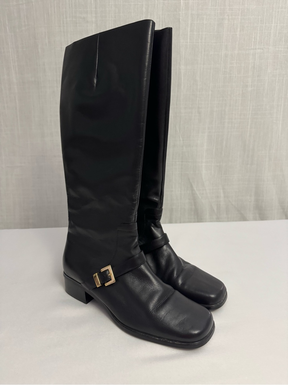 Black Leather Knee High Buckle Boots Size 11B Shoe Dept Collection Chelsea